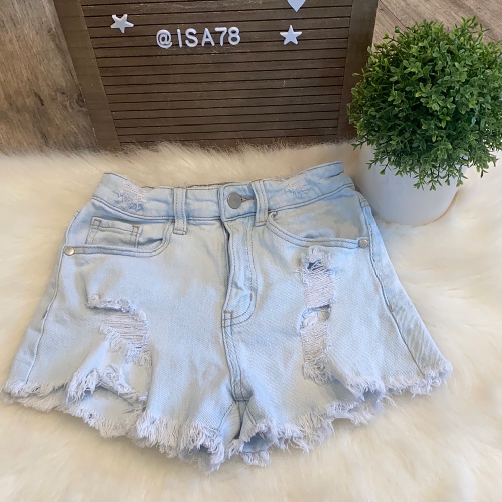 LOVE FIRE Distress denim shorts